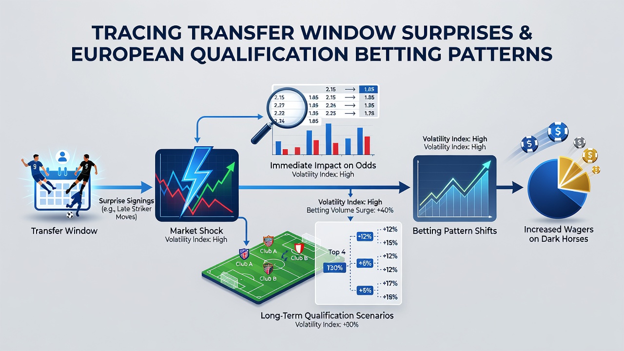 Betting market dashboard displaying odds adjustments following major transfer announcements